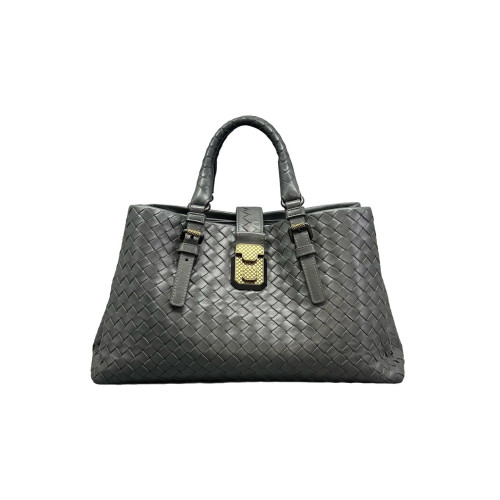 Bottega Veneta Medium Roma Tote Bag Calfskin Intrecciato Grey Bottega Veneta Medium Roma Tote Bag Calfskin Intrecciato Grey