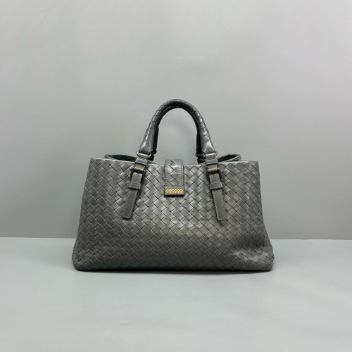 Bottega Veneta Medium Roma Tote Bag Calfskin Intrecciato Grey Bottega Veneta Medium Roma Tote Bag Calfskin Intrecciato Grey