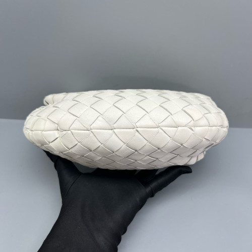 Bottega Veneta Mini Jodie Calfskin Intrecciato White