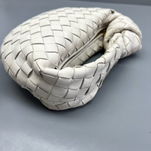 Bottega Veneta Mini Jodie Calfskin Intrecciato White