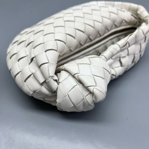 Bottega Veneta Mini Jodie Calfskin Intrecciato White