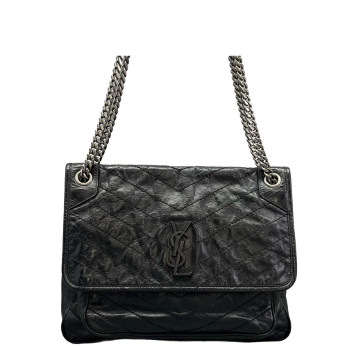 Yves Saint Laurent Medium Niki Chain Pull Up Leather Black