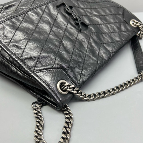 Yves Saint Laurent Medium Niki Chain Pull Up Leather Black