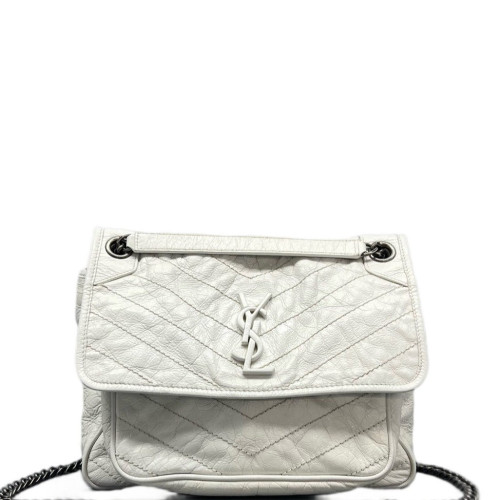 Yves Saint Laurent Medium Niki Chain Pull Up Leather White Yves Saint Laurent Medium Niki Chain Pull Up Leather White