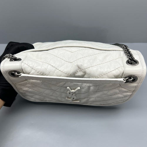 Yves Saint Laurent Medium Niki Chain Pull Up Leather White Yves Saint Laurent Medium Niki Chain Pull Up Leather White