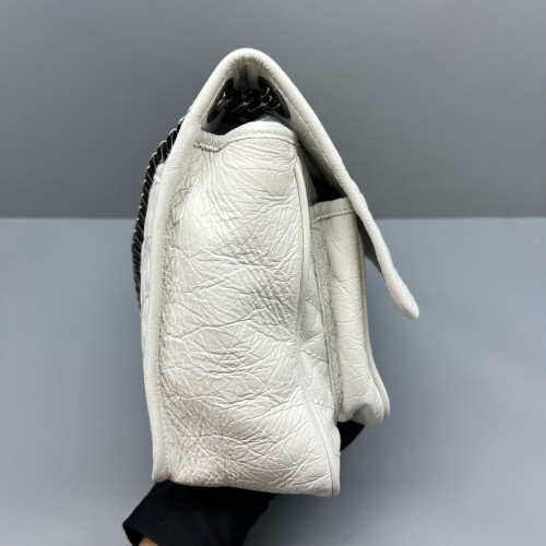 Yves Saint Laurent Medium Niki Chain Pull Up Leather White Yves Saint Laurent Medium Niki Chain Pull Up Leather White