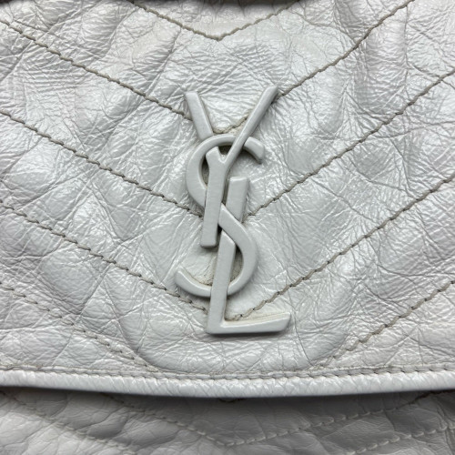 Yves Saint Laurent Medium Niki Chain Pull Up Leather White Yves Saint Laurent Medium Niki Chain Pull Up Leather White