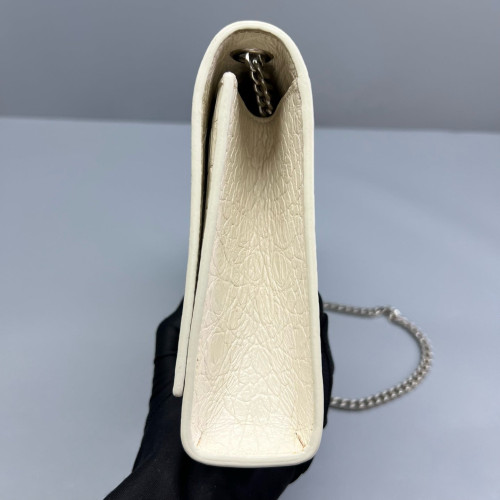 Yves Saint Laurent Medium Kate Crossbody Bag Calfskin Crocodile Embossed White