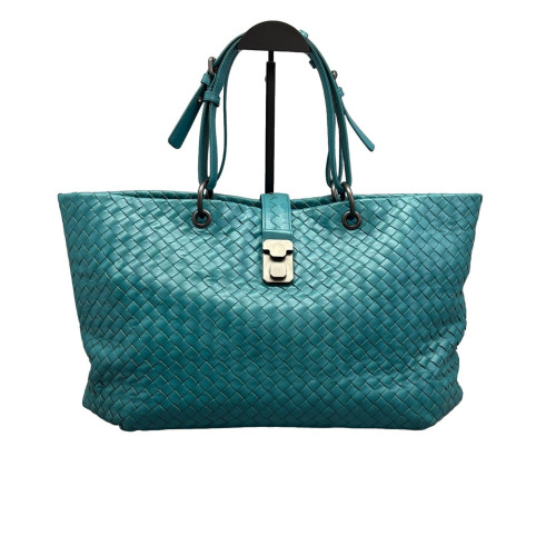 Bottega Veneta Tote Bag Lambskin Intrecciato Nappa Blue