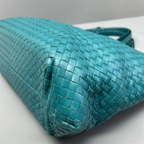 Bottega Veneta Tote Bag Lambskin Intrecciato Nappa Blue
