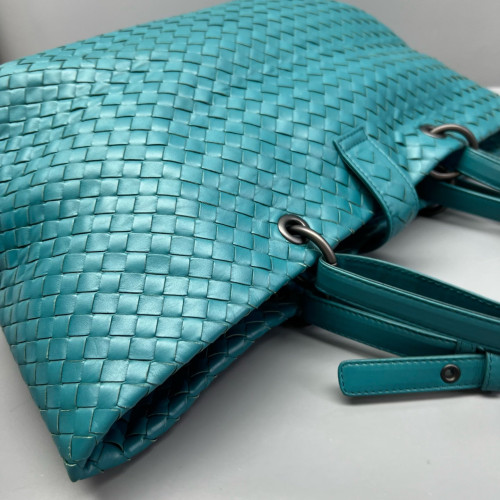 Bottega Veneta Tote Bag Lambskin Intrecciato Nappa Blue