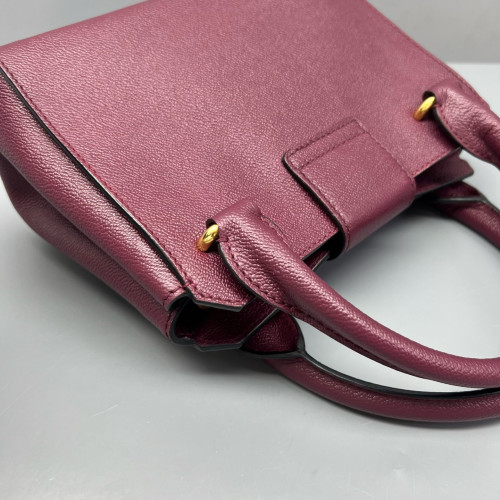 Burberry Small Buckle Tote Calfskin Burgundy