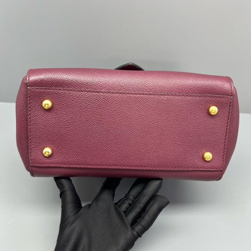 Burberry Small Buckle Tote Calfskin Burgundy