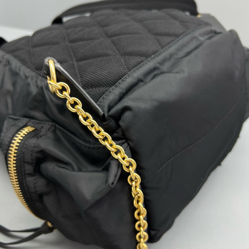 Burberry Medium Rucksack Backpack Nylon Calfskin Black Brown