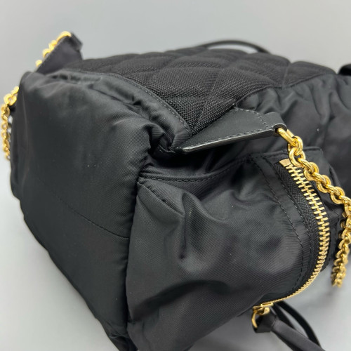 Burberry Medium Rucksack Backpack Nylon Calfskin Black Brown
