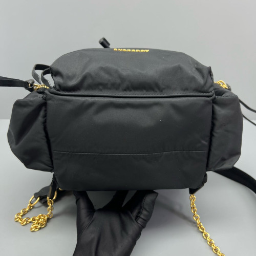 Burberry Medium Rucksack Backpack Nylon Calfskin Black Brown