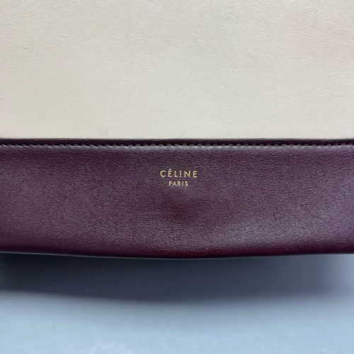 Celine Medium Frame Shoulder Bag Calfskin White Burgundy