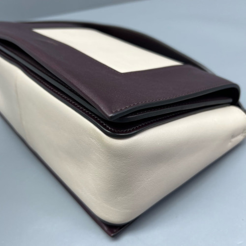 Celine Medium Frame Shoulder Bag Calfskin White Burgundy