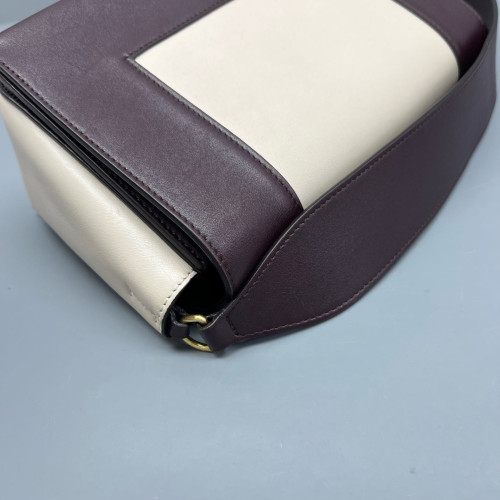 Celine Medium Frame Shoulder Bag Calfskin White Burgundy