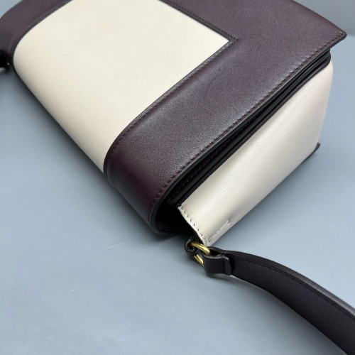Celine Medium Frame Shoulder Bag Calfskin White Burgundy