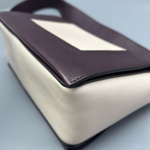 Celine Medium Frame Shoulder Bag Calfskin White Burgundy