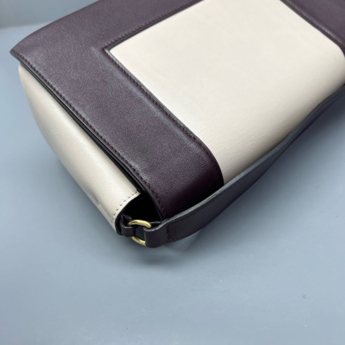 Celine Medium Frame Shoulder Bag Calfskin White Burgundy