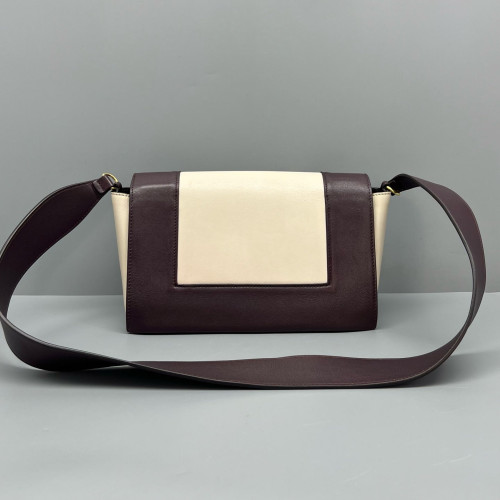 Celine Medium Frame Shoulder Bag Calfskin White Burgundy