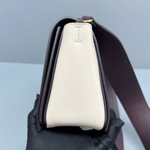 Celine Medium Frame Shoulder Bag Calfskin White Burgundy