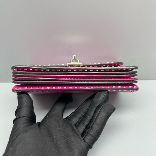 Valentino Rockstud Accordion Bag Calfskin Magenta