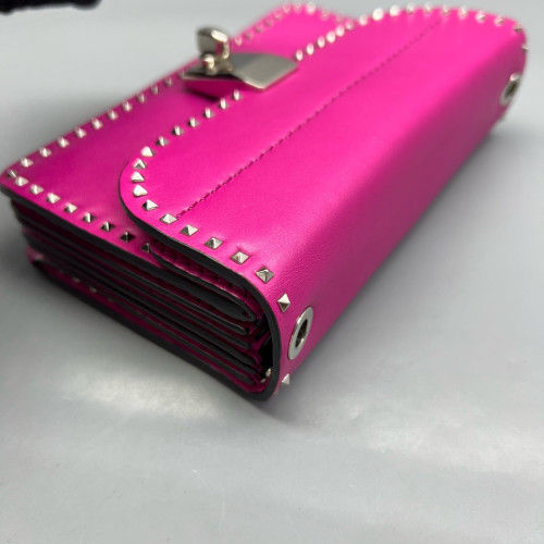 Valentino Rockstud Accordion Bag Calfskin Magenta