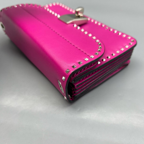 Valentino Rockstud Accordion Bag Calfskin Magenta