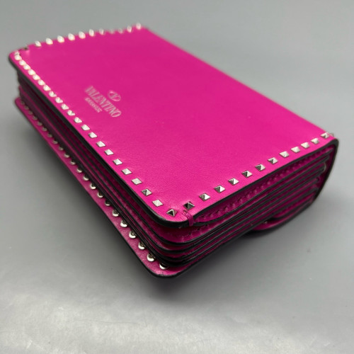 Valentino Rockstud Accordion Bag Calfskin Magenta