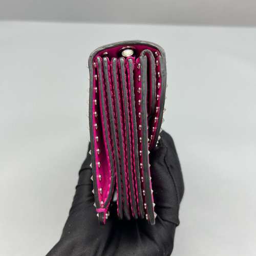 Valentino Rockstud Accordion Bag Calfskin Magenta