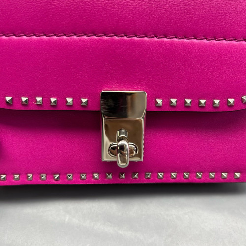 Valentino Rockstud Accordion Bag Calfskin Magenta