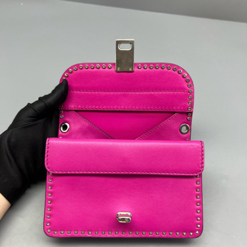 Valentino Rockstud Accordion Bag Calfskin Magenta