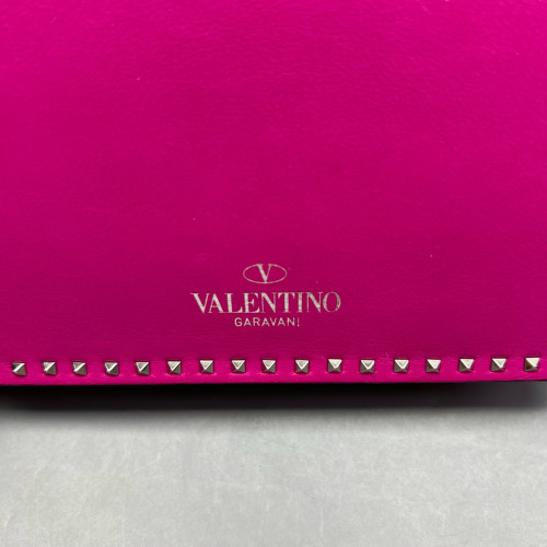 Valentino Rockstud Accordion Bag Calfskin Magenta