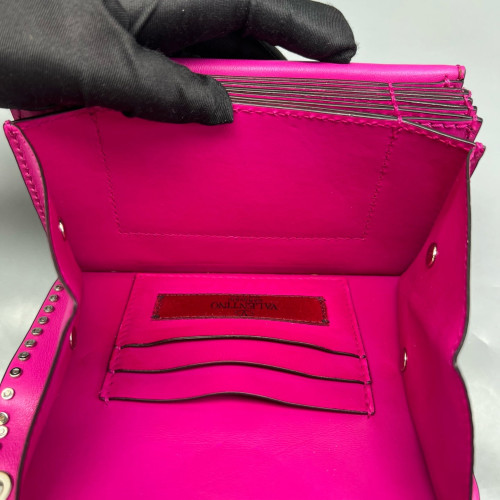 Valentino Rockstud Accordion Bag Calfskin Magenta