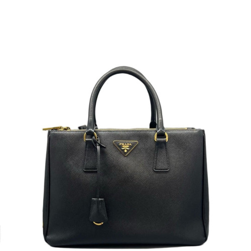 Prada Medium Galleria Double Zip Tote Saffiano Calfskin Black