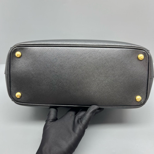 Prada Medium Galleria Double Zip Tote Saffiano Calfskin Black