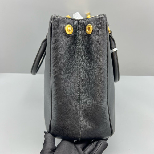 Prada Medium Galleria Double Zip Tote Saffiano Calfskin Black