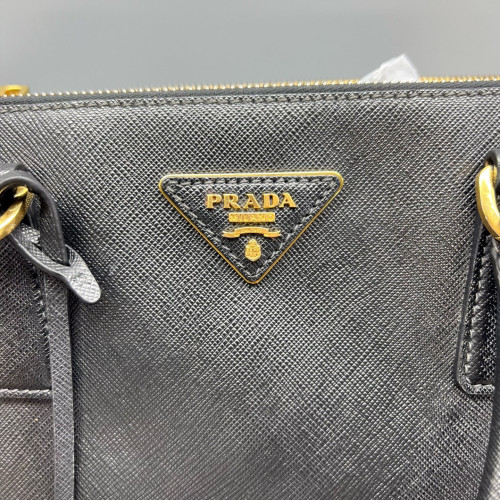 Prada Medium Galleria Double Zip Tote Saffiano Calfskin Black