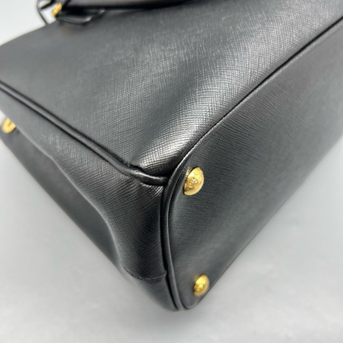 Prada Medium Galleria Double Zip Tote Saffiano Calfskin Black