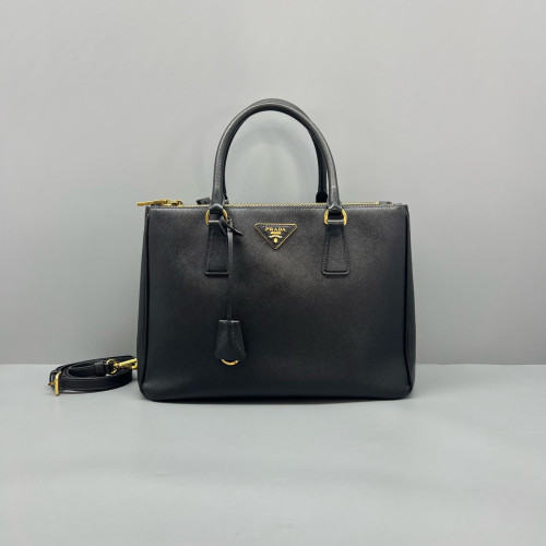Prada Medium Galleria Double Zip Tote Saffiano Calfskin Black