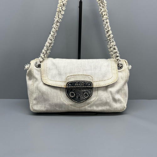 Prada Shoulder Bag Denim White