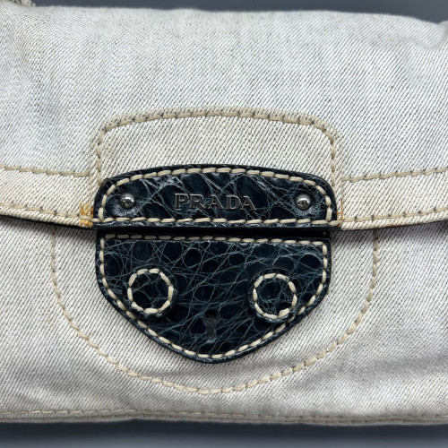 Prada Shoulder Bag Denim White