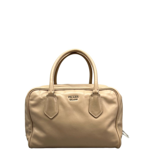 Prada Boston Bag Calfskin Natural Tan