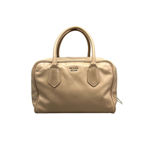 Prada Boston Bag Calfskin Natural Tan