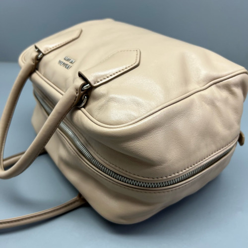 Prada Boston Bag Calfskin Natural Tan