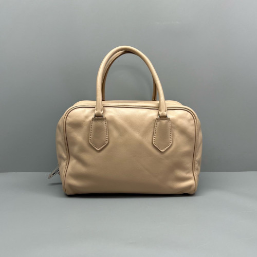 Prada Boston Bag Calfskin Natural Tan