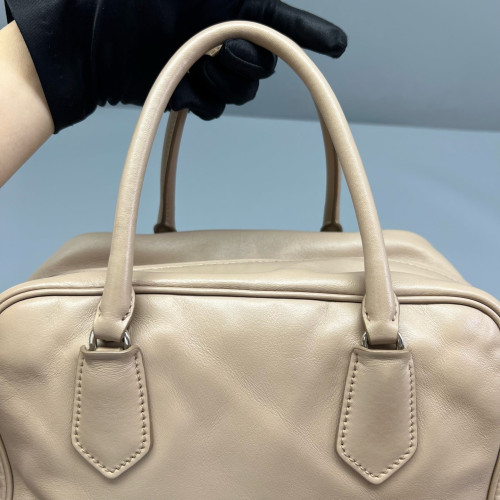 Prada Boston Bag Calfskin Natural Tan